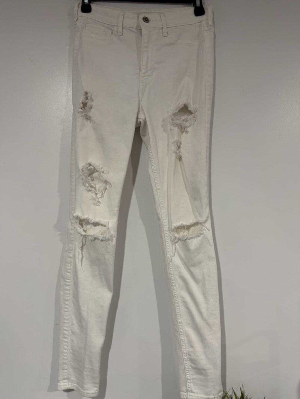 Hollister White Distressed Skinny Jeans